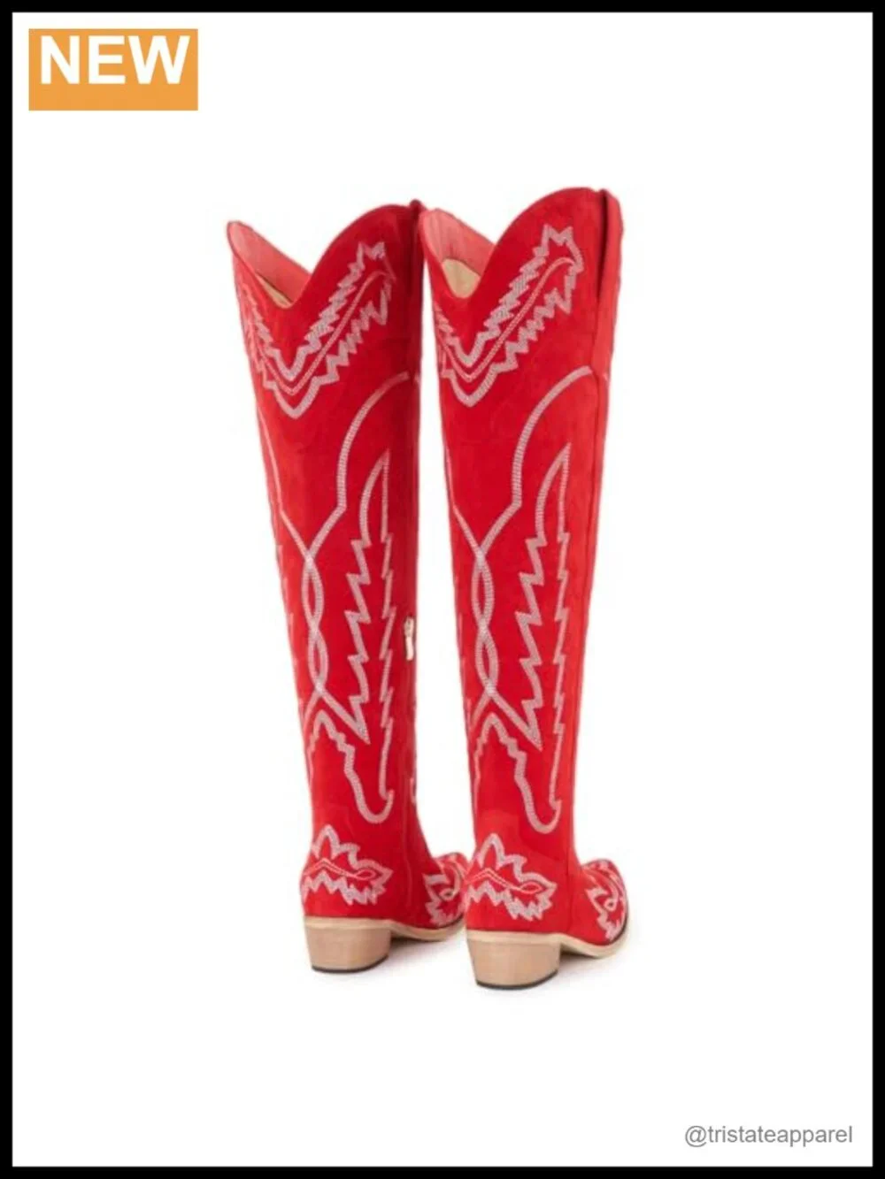 Over the Knee Western Cowboy Boots Wide Calf Plus Size Side Zipper Low Heel